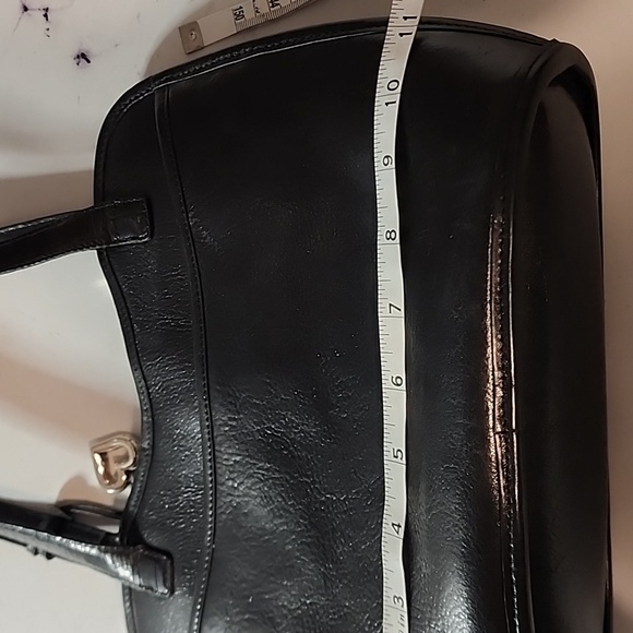 BRIGHTON VINTAGE 👛 black leather bag with metal decor - Picture 5 of 6